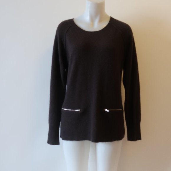 WOMENS SAKS FIFTH AVENUE BLACK LABEL BROWN PULLOVER CASHMERE SWEATER XL * - Picture 1 of 14